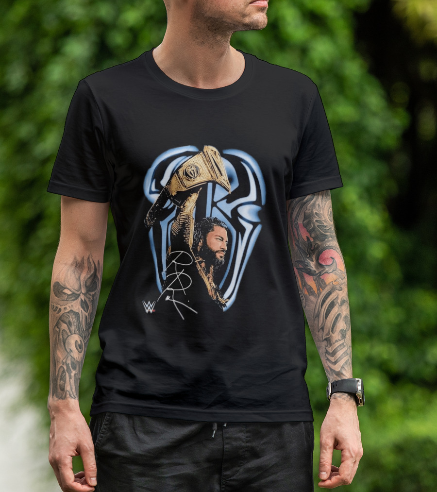OVO WWE Collaboration Roman Reigns Holding Championship Belt 2026 T-Shirt