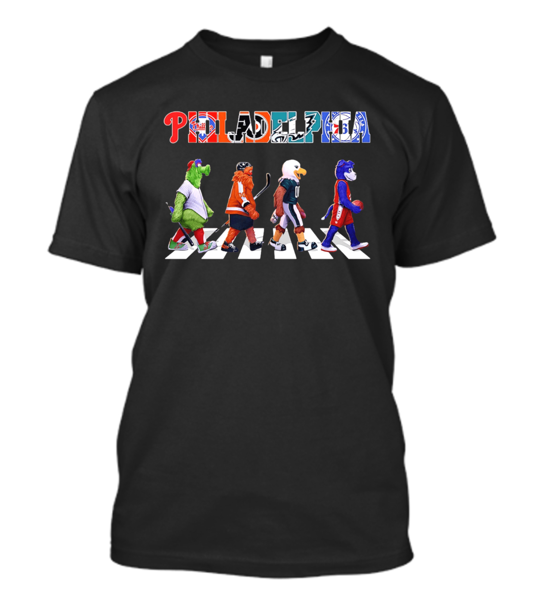 Philadelphia Phillies Flyers Eagles 76ers Mascots Sports Walk 2026 T-Shirt