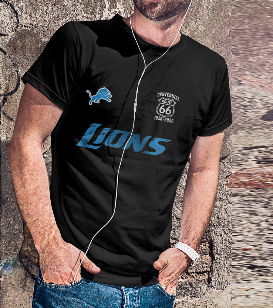 Detroit Lions Centennial Route 66 1926 2026 100th Anniversary T-Shirt