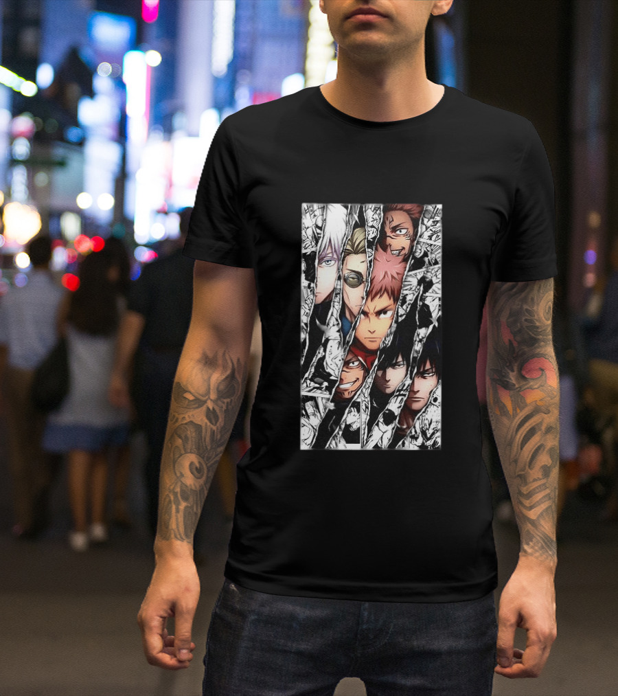 Jujutsu Kaisen Manga Characters Panel Split Burst T-Shirt