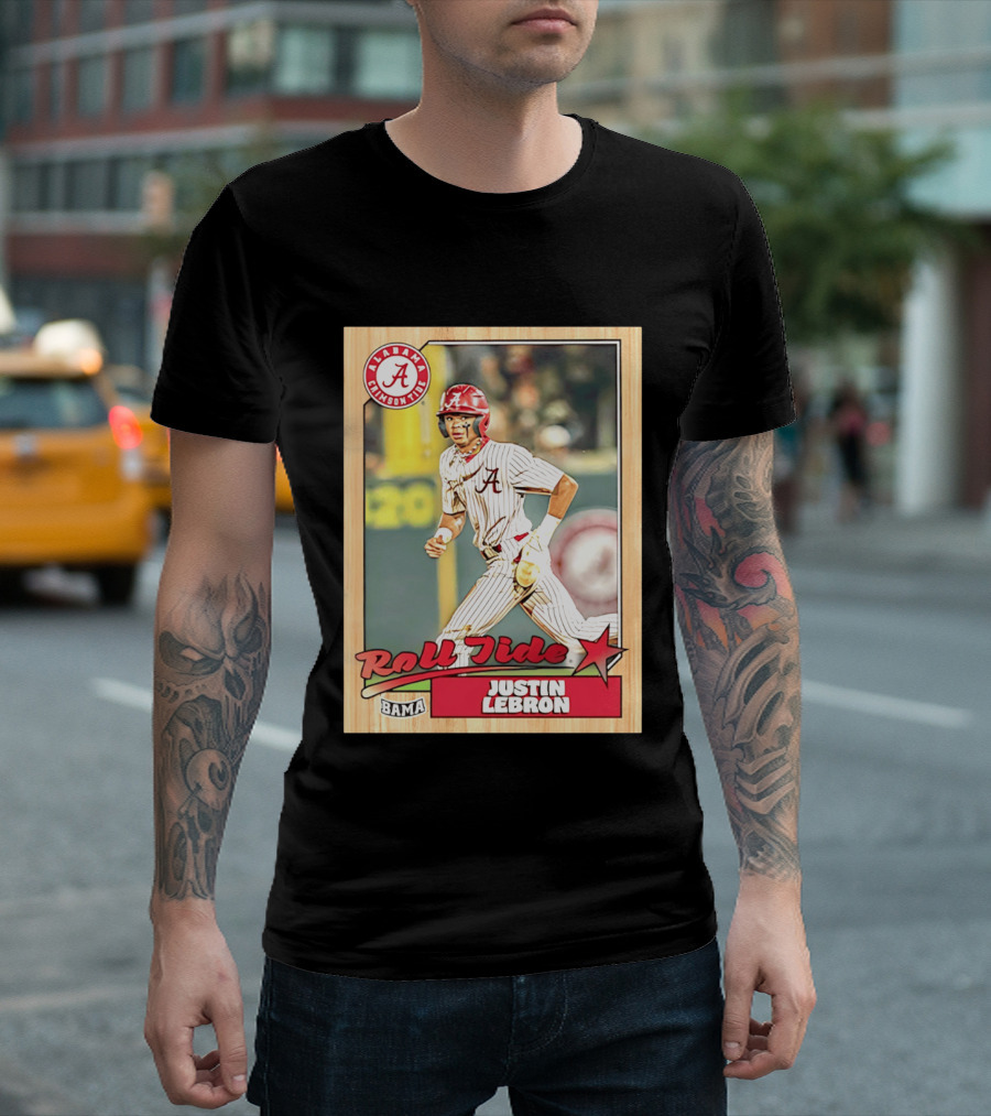 Justin Lebron Alabama Crimson Tide Roll Tide Bama Baseball Card T-Shirt