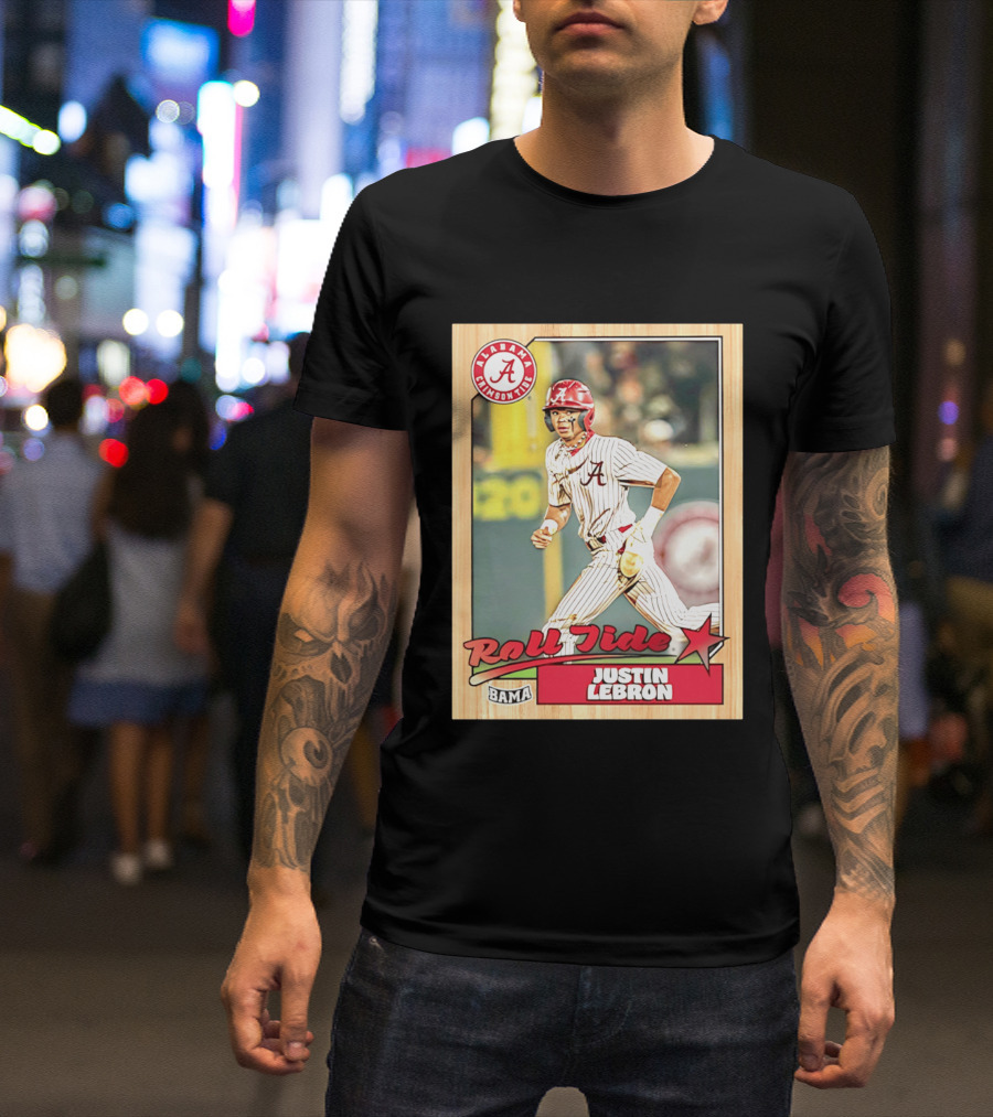 Justin Lebron Alabama Crimson Tide Roll Tide Bama Baseball Card T-Shirt
