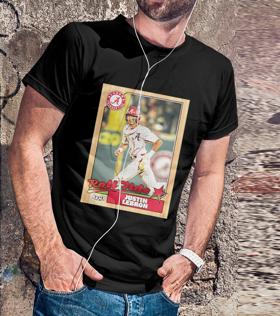 Justin Lebron Alabama Crimson Tide Roll Tide Bama Baseball Card T-Shirt