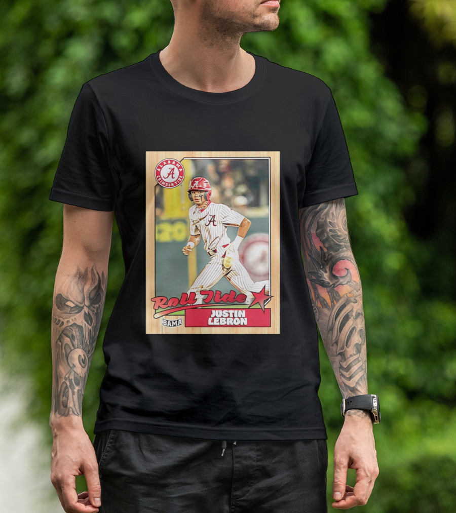 Justin Lebron Alabama Crimson Tide Roll Tide Bama Baseball Card T-Shirt