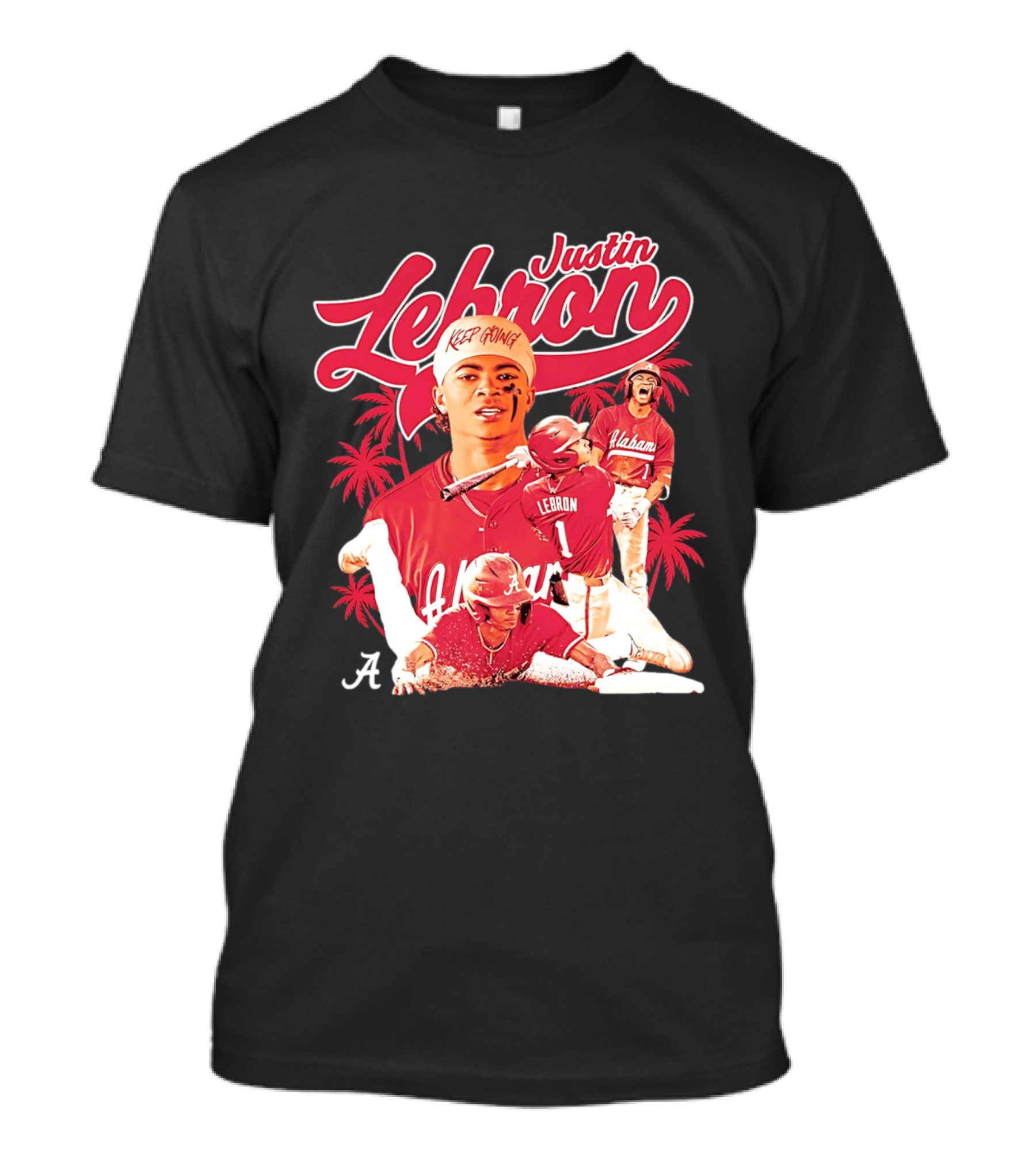 Justin Lebron Alabama Baseball Keep Going Collage T-Shirt