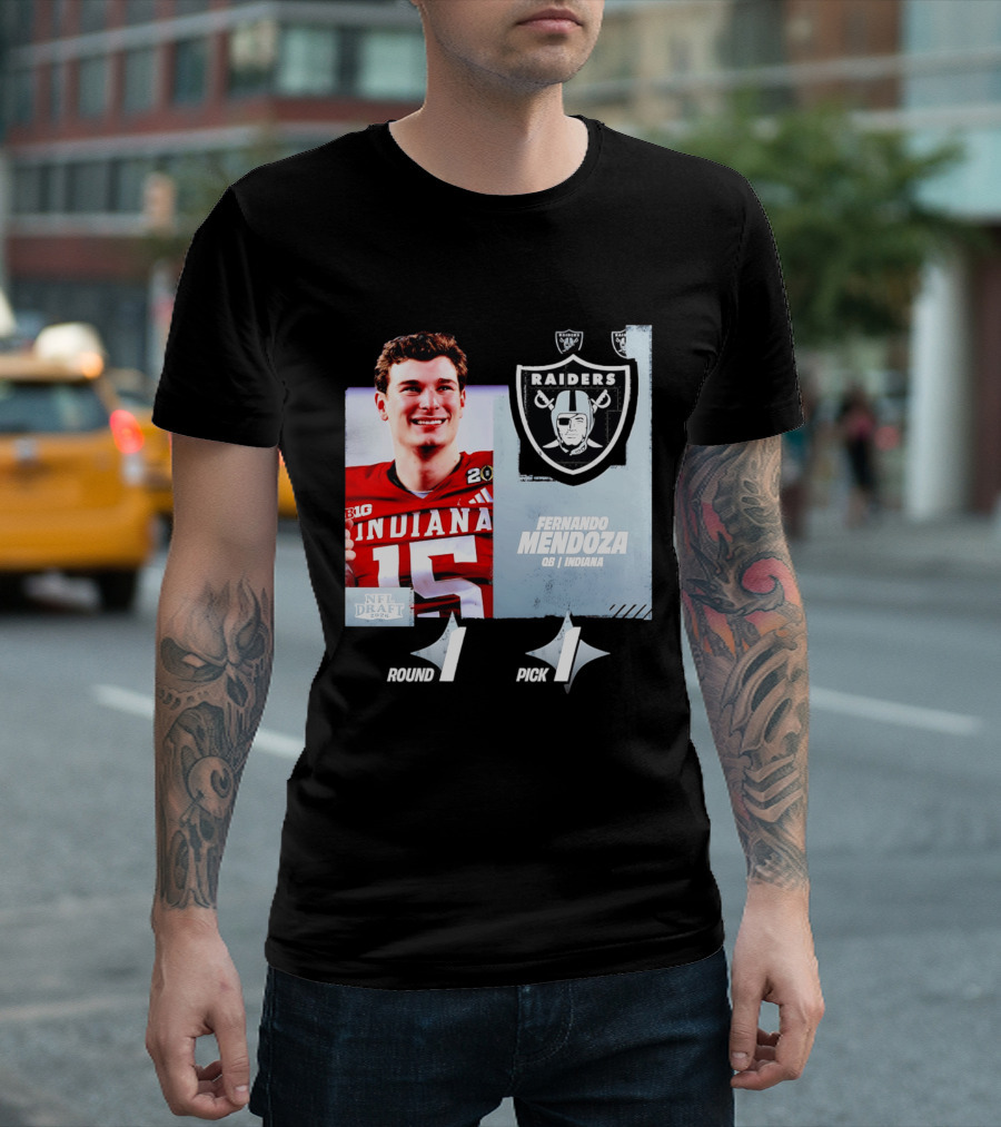 Fernando Mendoza QB Indiana Las Vegas Raiders NFL Draft 2026 Round 1 Pick 1 T-Shirt