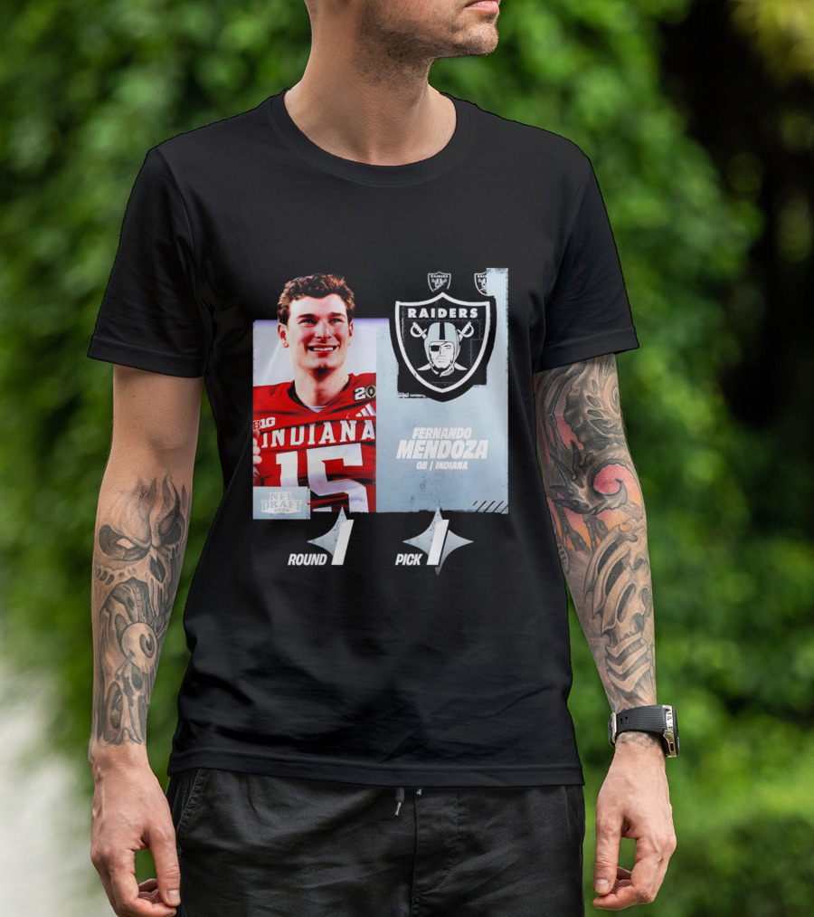 Fernando Mendoza QB Indiana Las Vegas Raiders NFL Draft 2026 Round 1 Pick 1 T-Shirt