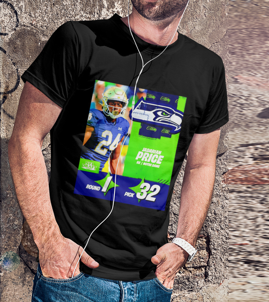 Seahawks Jadarian Price NFL Draft 2026 Round 1 Pick 32 Notre Dame T-Shirt