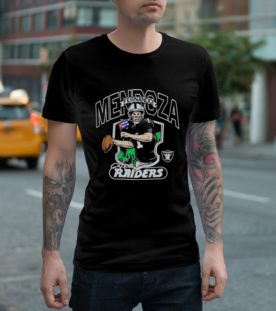 Fernando Mendoza Las Vegas Raiders Football Player Caricature T-Shirt