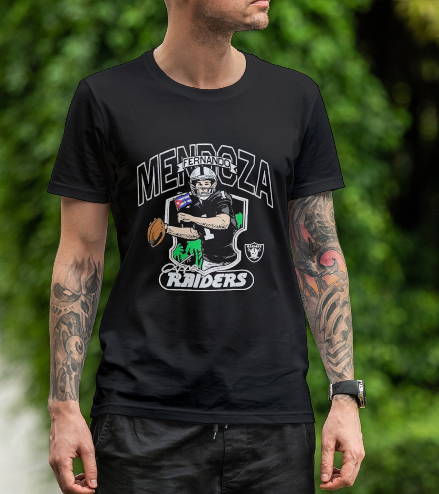 Fernando Mendoza Las Vegas Raiders Football Player Caricature T-Shirt