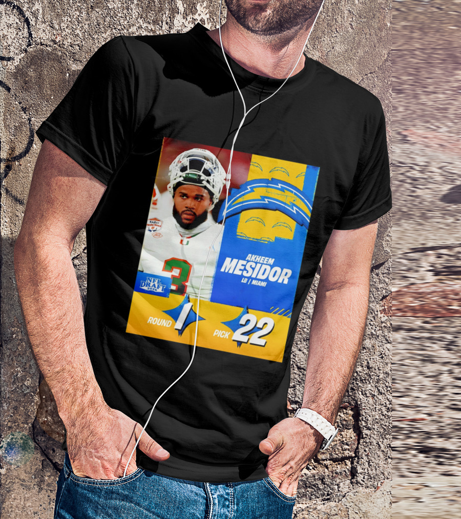NFL Draft 2026 Los Angeles Chargers Akheem Mesidor Round 1 Pick 22 T-Shirt