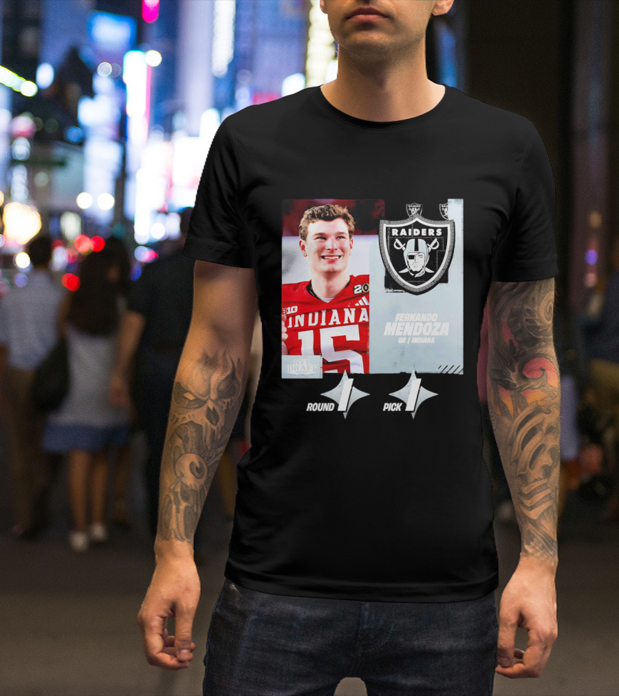 Fernando Mendoza QB Indiana Las Vegas Raiders Round 1 Pick 1 NFL Draft 2026 T-Shirt