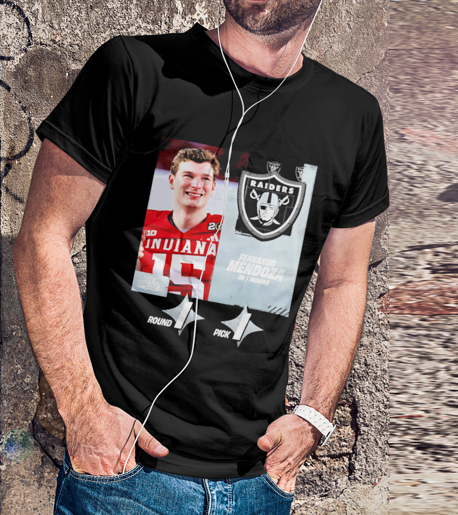 Fernando Mendoza QB Indiana Las Vegas Raiders Round 1 Pick 1 NFL Draft 2026 T-Shirt