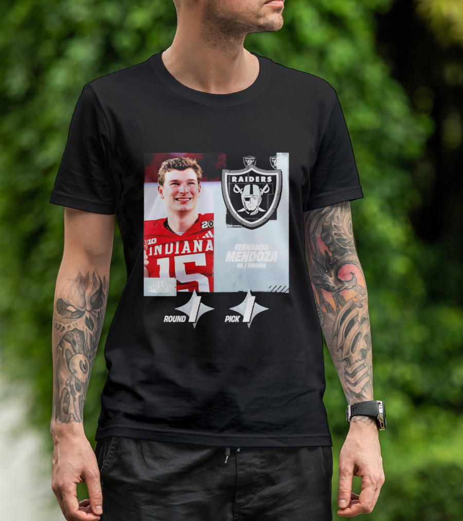 Fernando Mendoza QB Indiana Las Vegas Raiders Round 1 Pick 1 NFL Draft 2026 T-Shirt
