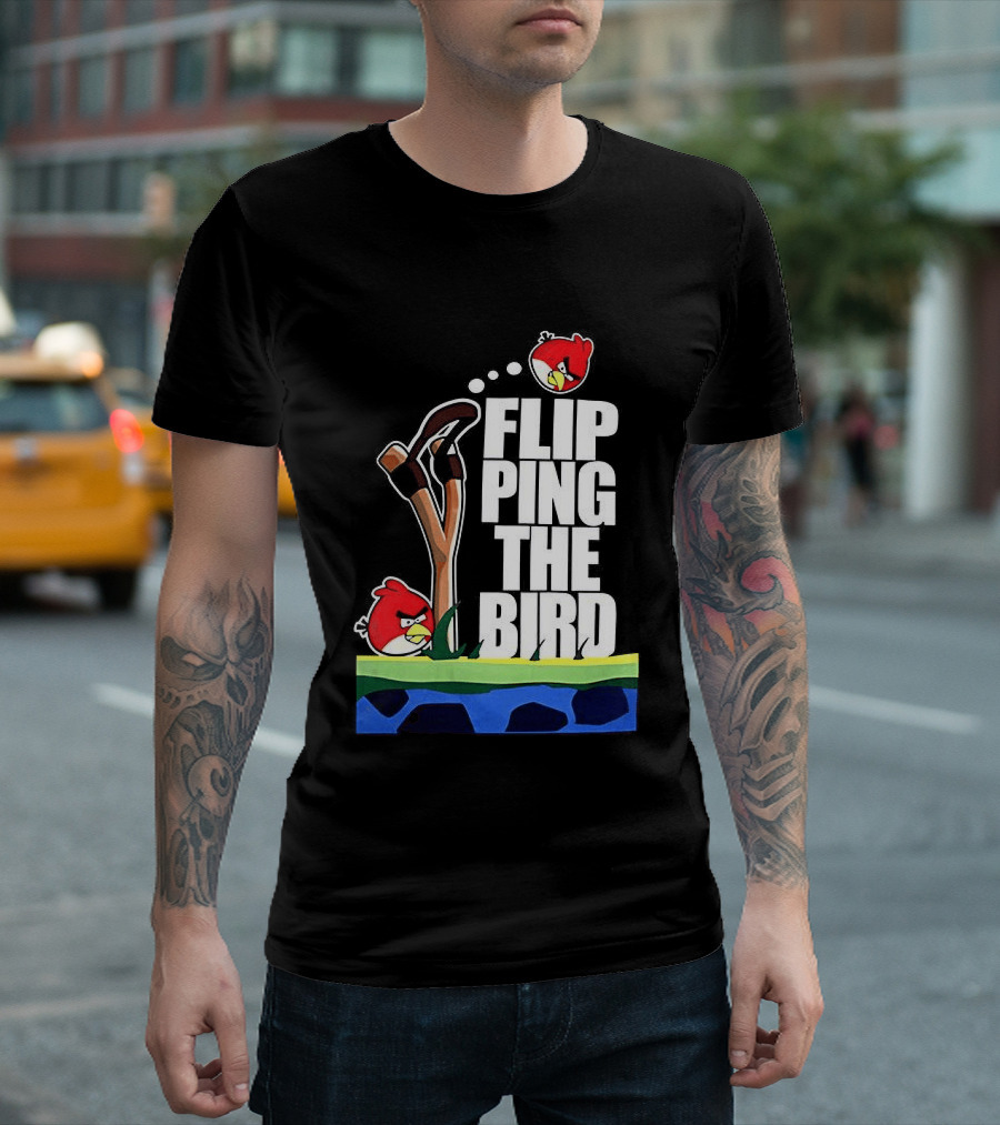 Flipping The Bird Angry Slingshot Birds T-Shirt