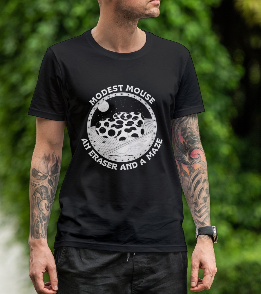 Modest Mouse An Eraser And A Maze Circle Moon Stars Maze T-Shirt