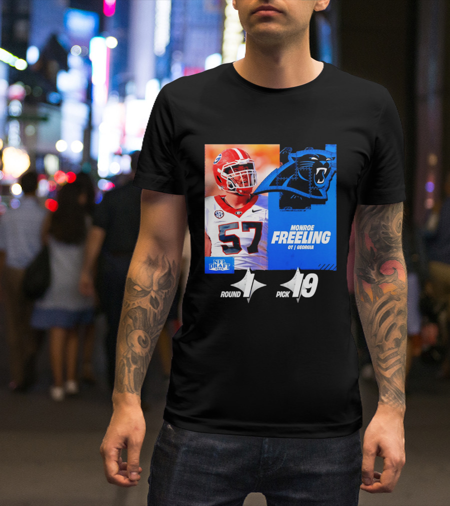 Monroe Freeling Georgia OT Round 1 Pick 19 Carolina Panthers 2026 NFL Draft T-Shirt