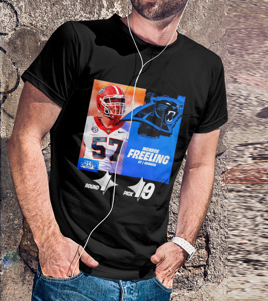 Monroe Freeling Georgia OT Round 1 Pick 19 Carolina Panthers 2026 NFL Draft T-Shirt