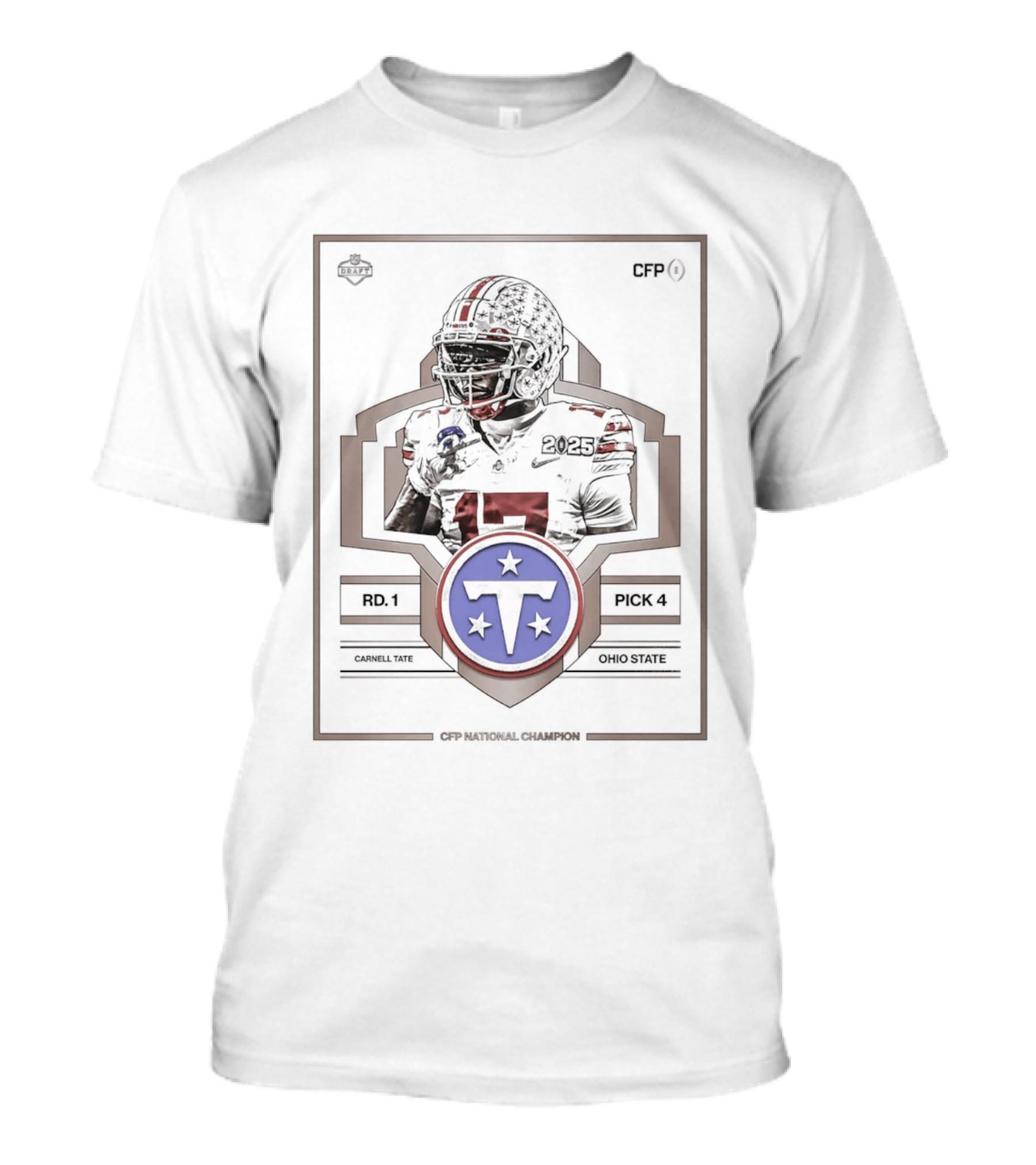 Carnell Tate 2026 Round 1 Pick 4 Tennessee Titans T-Shirt