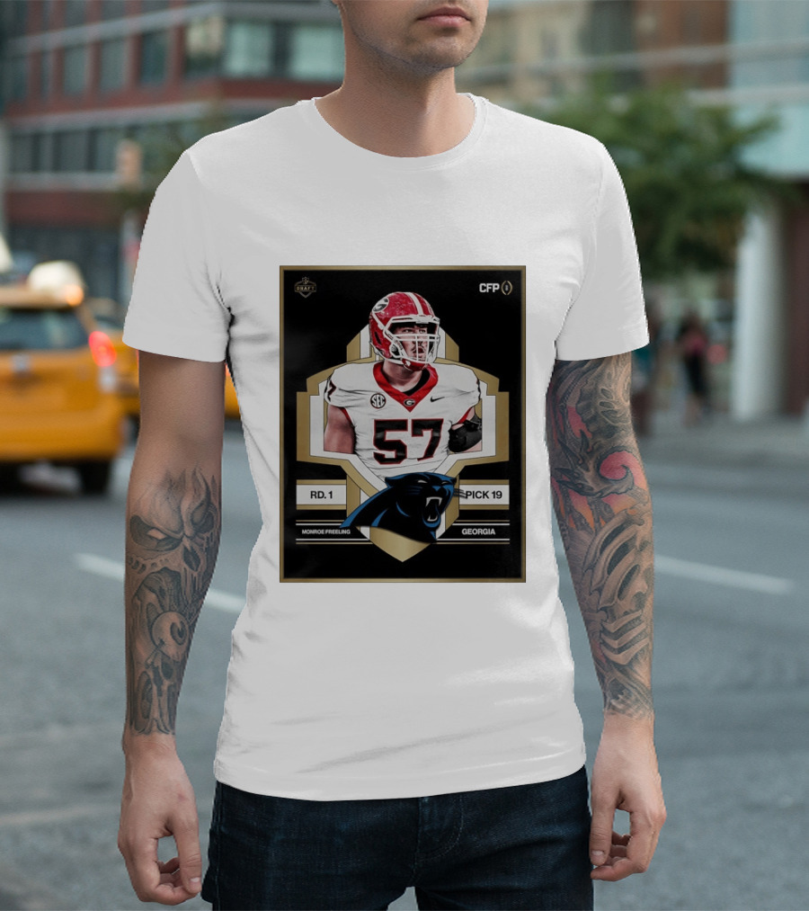 Georgia Monroe Freeling Pick 19 Carolina Panthers CFP Draft Round 1 T-Shirt