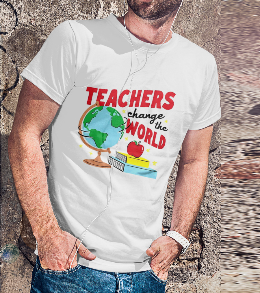 Teachers Change The World Globe Book Apple T-Shirt