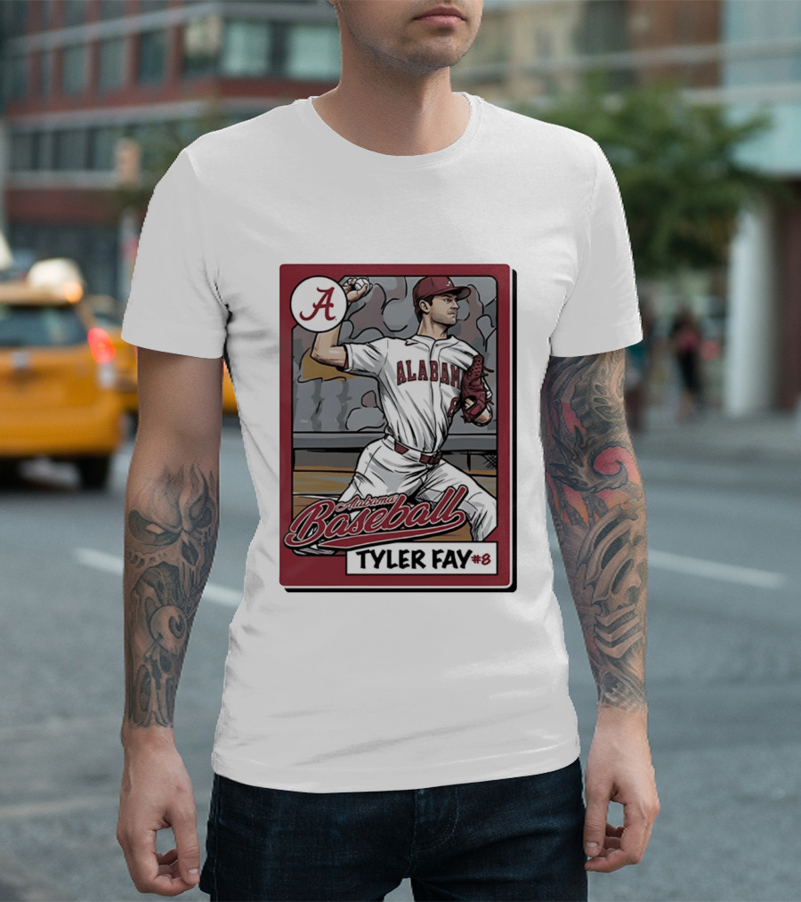 Alabama Crimson Tide Baseball Tyler Fay #8 Cartoon Card T-Shirt
