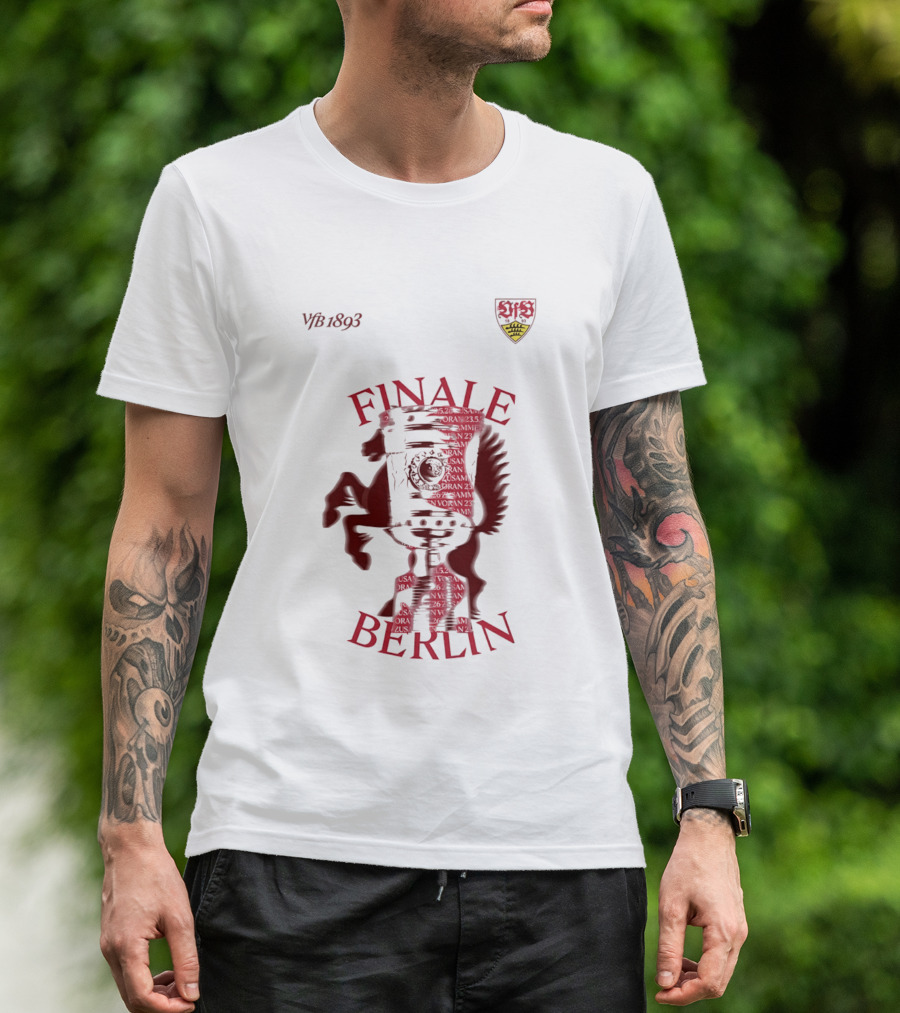 VfB 1893 Finale Berlin 2026 DFB Pokal Final Iconic Team Crest Featuring Red Trophy And Horse T-Shirt