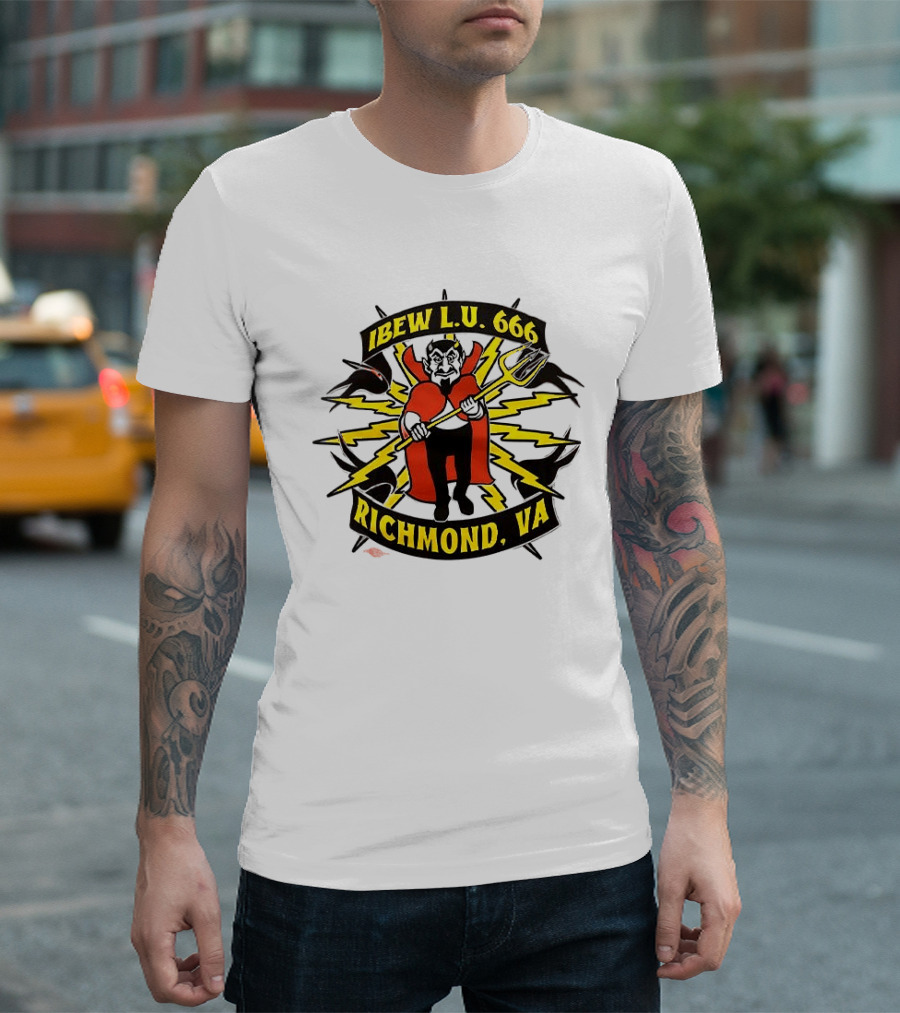 IBEW LU 666 Richmond VA Devil With Pitchfork And Lightning Bolts T-Shirt