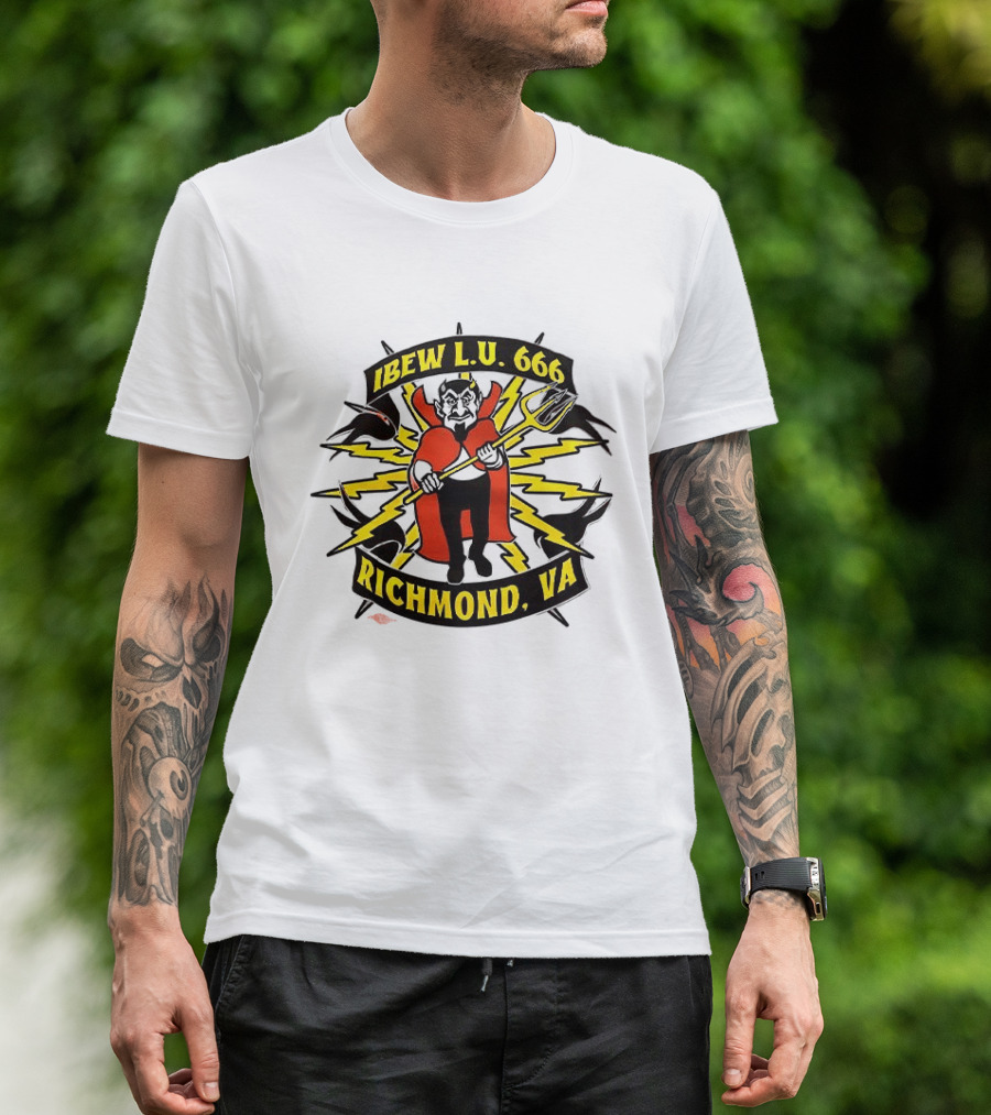IBEW LU 666 Richmond VA Devil With Pitchfork And Lightning Bolts T-Shirt
