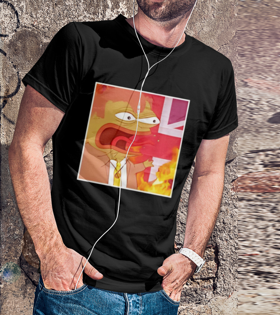 Frog Meme Flaming UK Flag Reaction T-Shirt