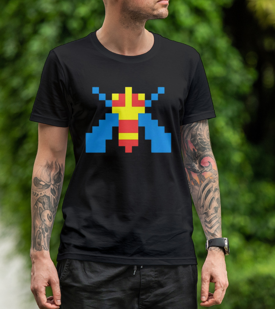 Galaga Alien Sprite Pixelated Retro Video Game T-Shirt