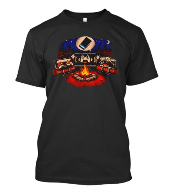 Analog Friends Tape Camera TV Scary Campfire Smartphone Story Night T-Shirt