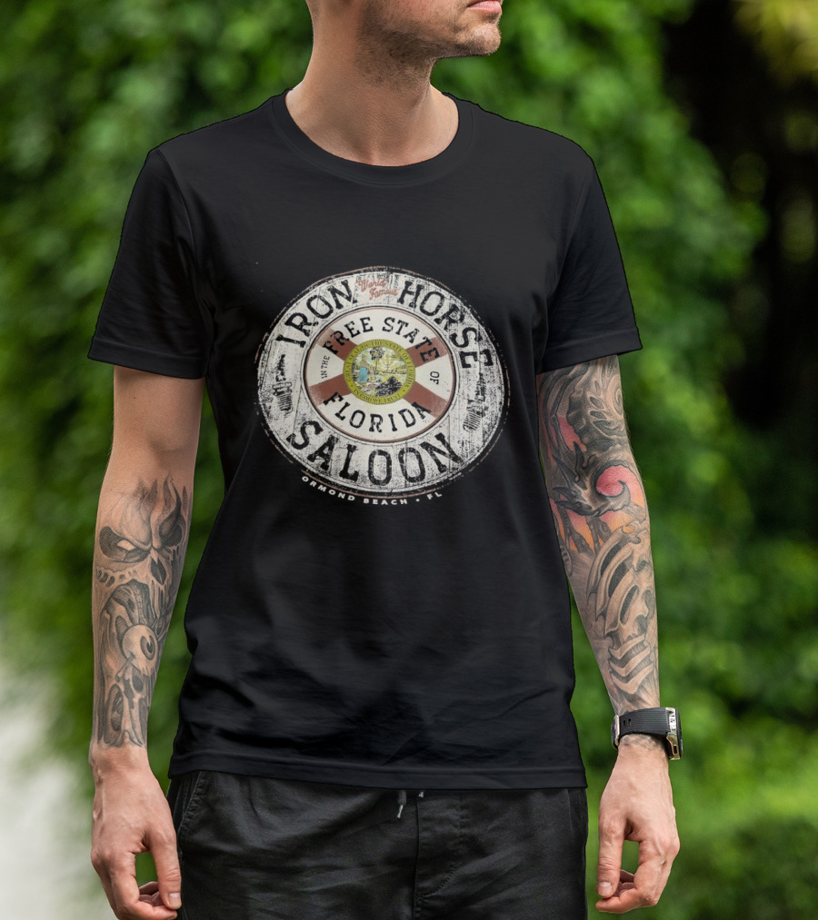 World Famous Iron Horse Saloon Free State Florida Flag T-Shirt