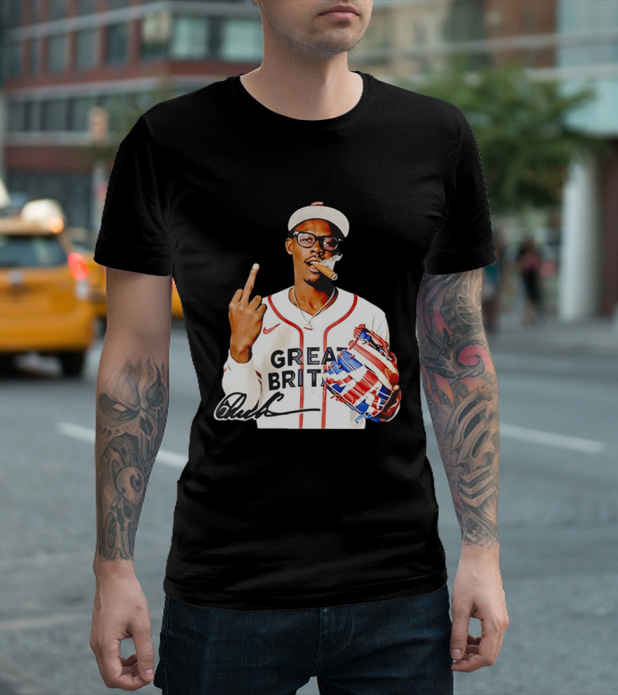 Jazz Chisholm Jr Great Britain Jersey Smoking Middle Finger Signature T-Shirt