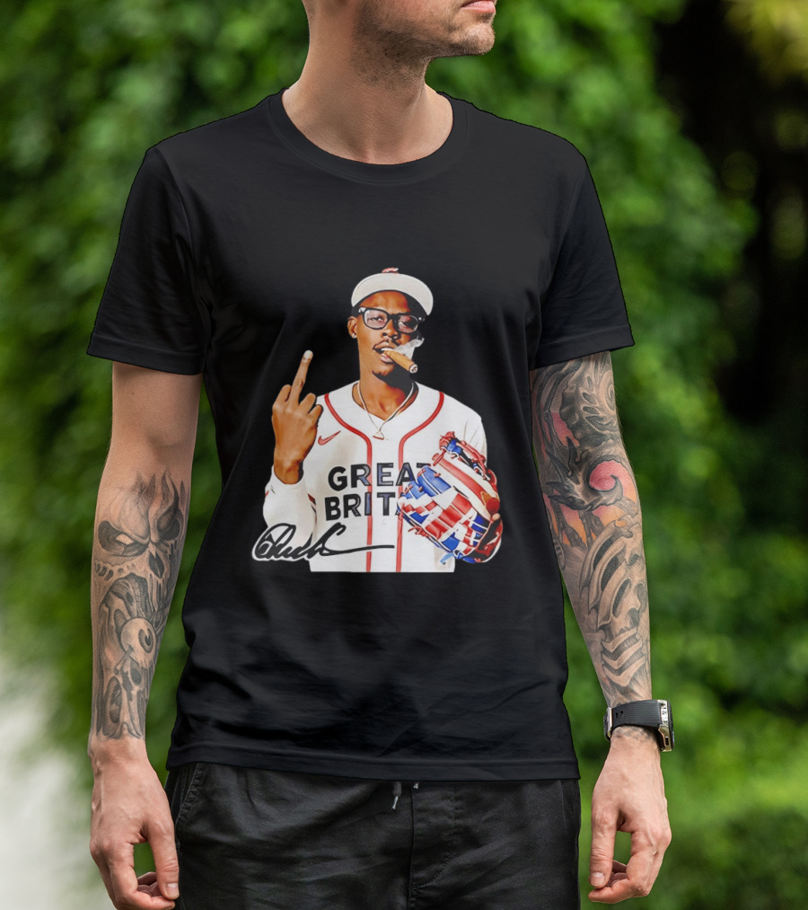 Jazz Chisholm Jr Great Britain Jersey Smoking Middle Finger Signature T-Shirt