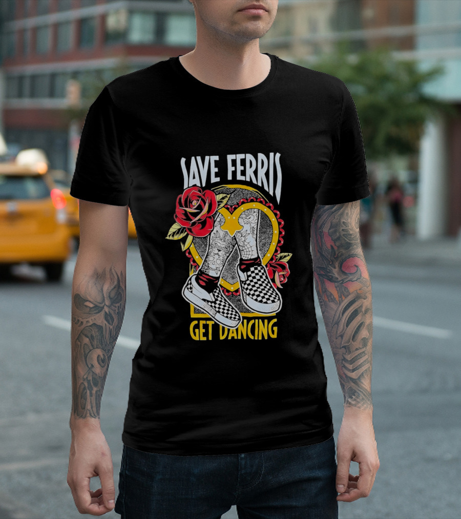 Save Ferris Get Dancing Checkered Shoes Rose T-Shirt