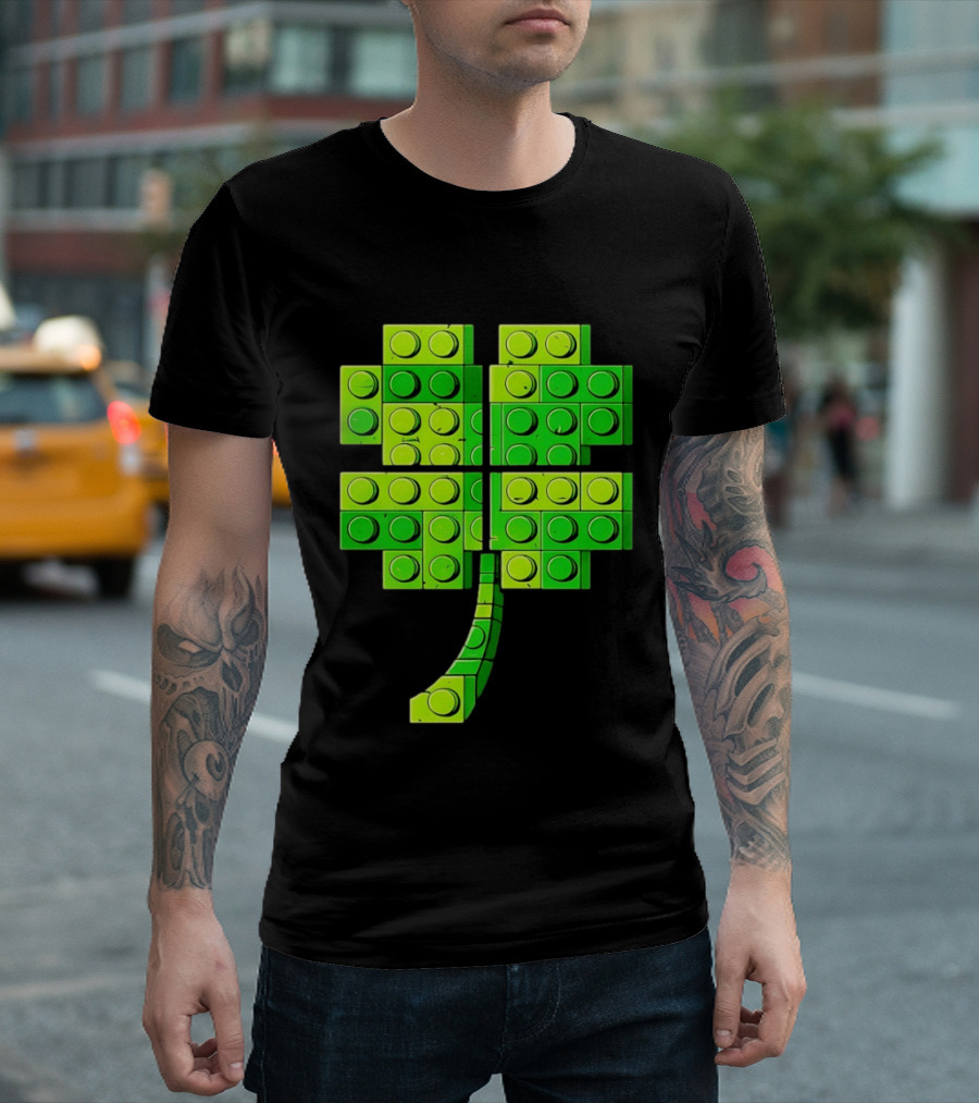 Shamrock Building Blocks Clover St Patrick's Day T-Shirt