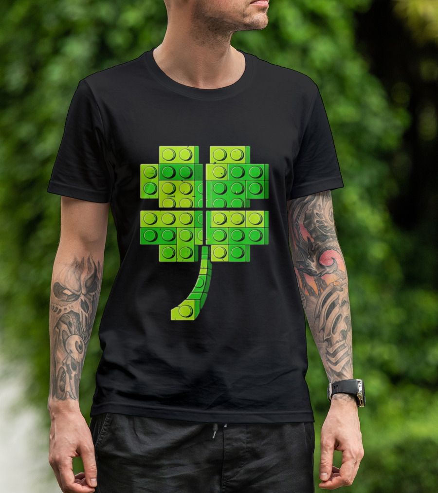 Shamrock Building Blocks Clover St Patrick's Day T-Shirt
