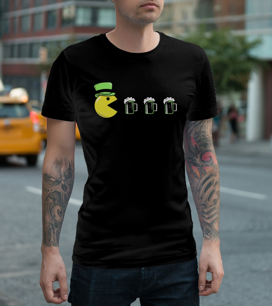 St Pacman's Day St Patrick's Day Beer And Classic Video Game Celebration T-Shirt