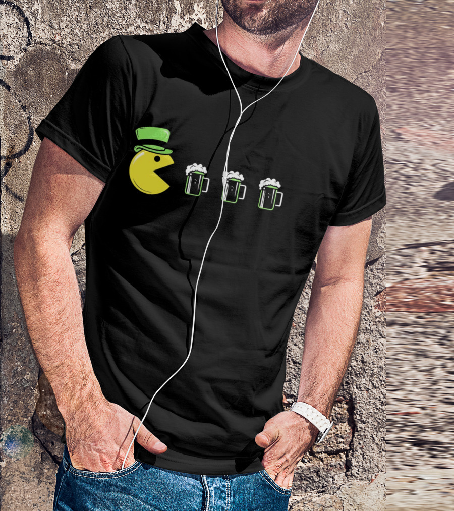 St Pacman's Day St Patrick's Day Beer And Classic Video Game Celebration T-Shirt