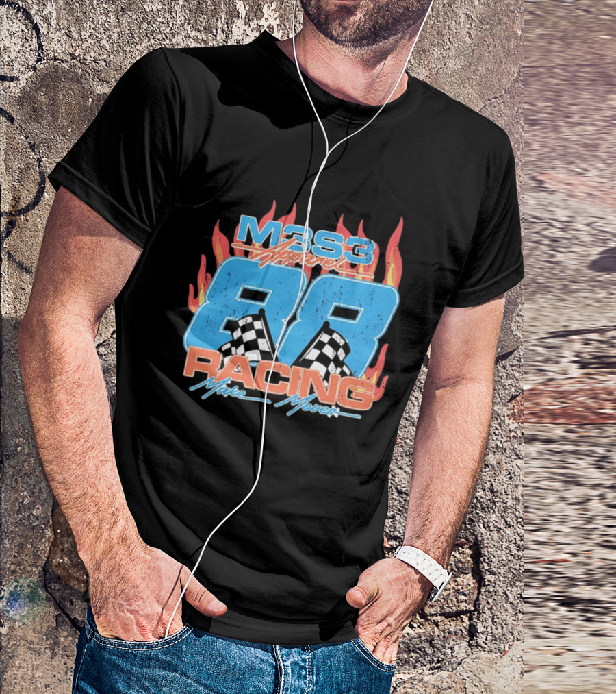 M3S3 Apparel 88 Racing Make Moves Racing Flames Checkered Flags T-Shirt