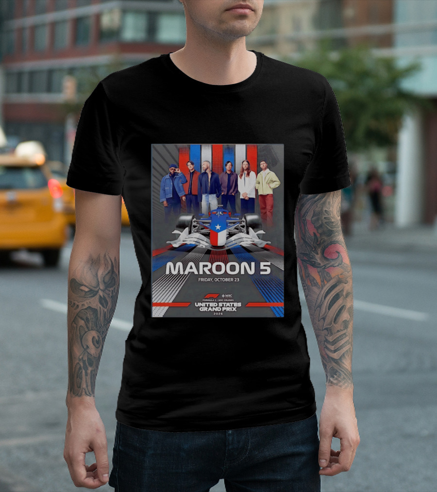 Maroon 5 Live Formula 1 MSC Cruises United States Grand Prix 2026 Friday October 23 T-Shirt