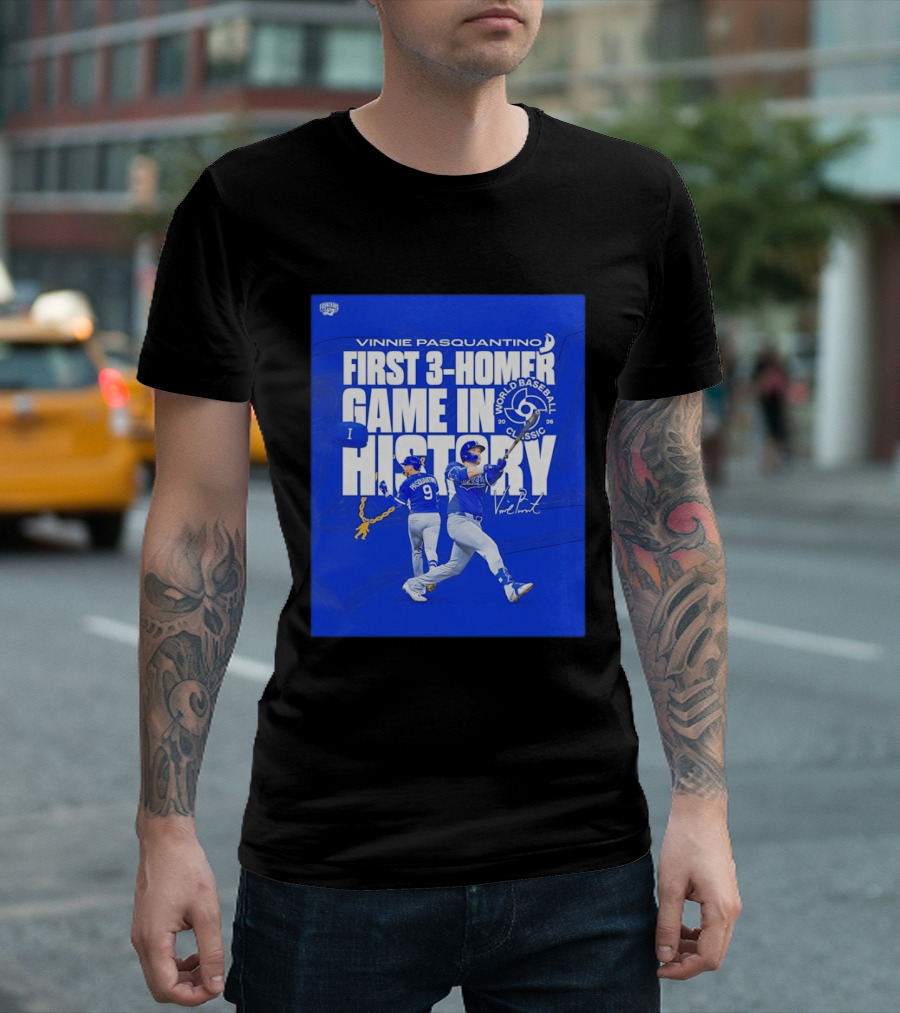 Vinnie Pasquantino First 3 Homer Game World Baseball Classic 2026 History T-Shirt