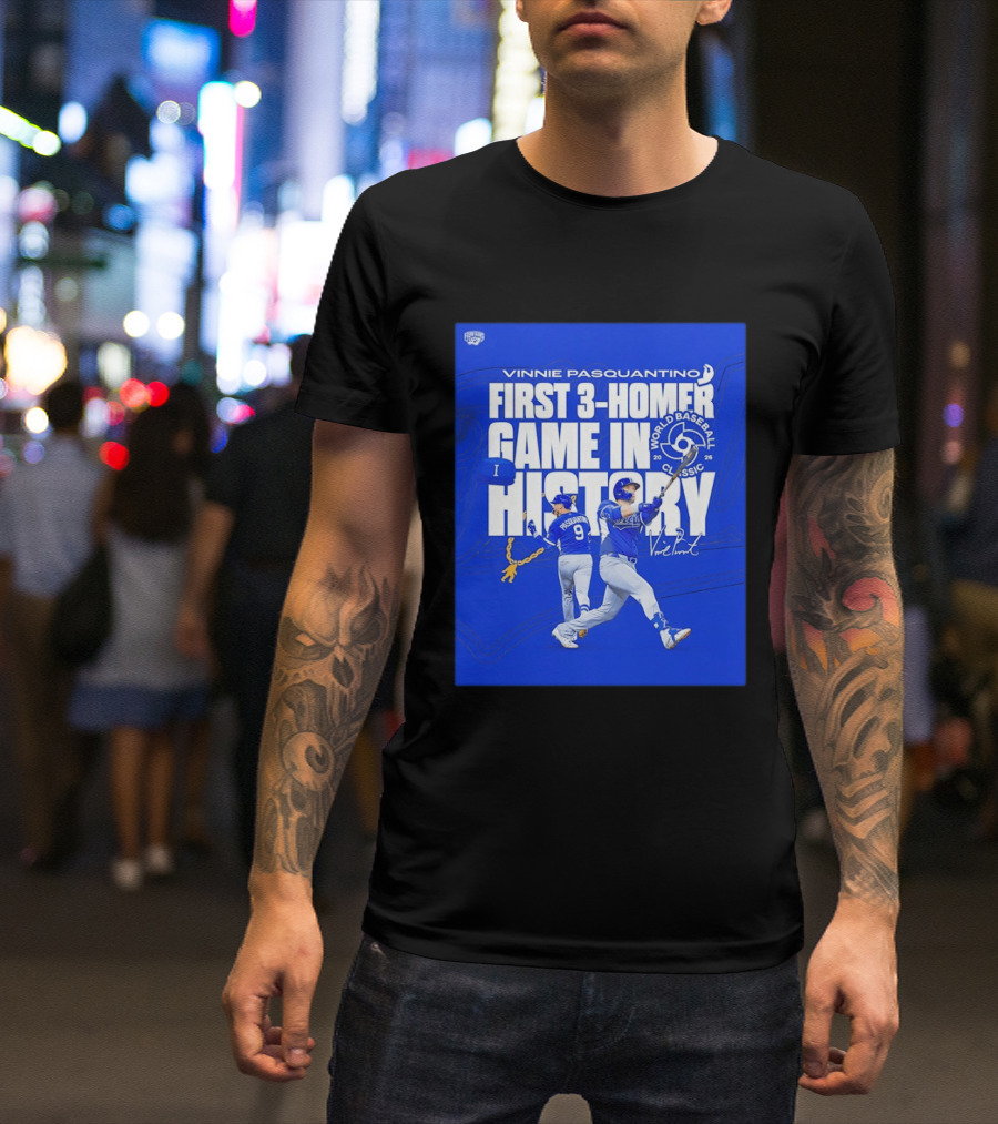 Vinnie Pasquantino First 3 Homer Game World Baseball Classic 2026 History T-Shirt