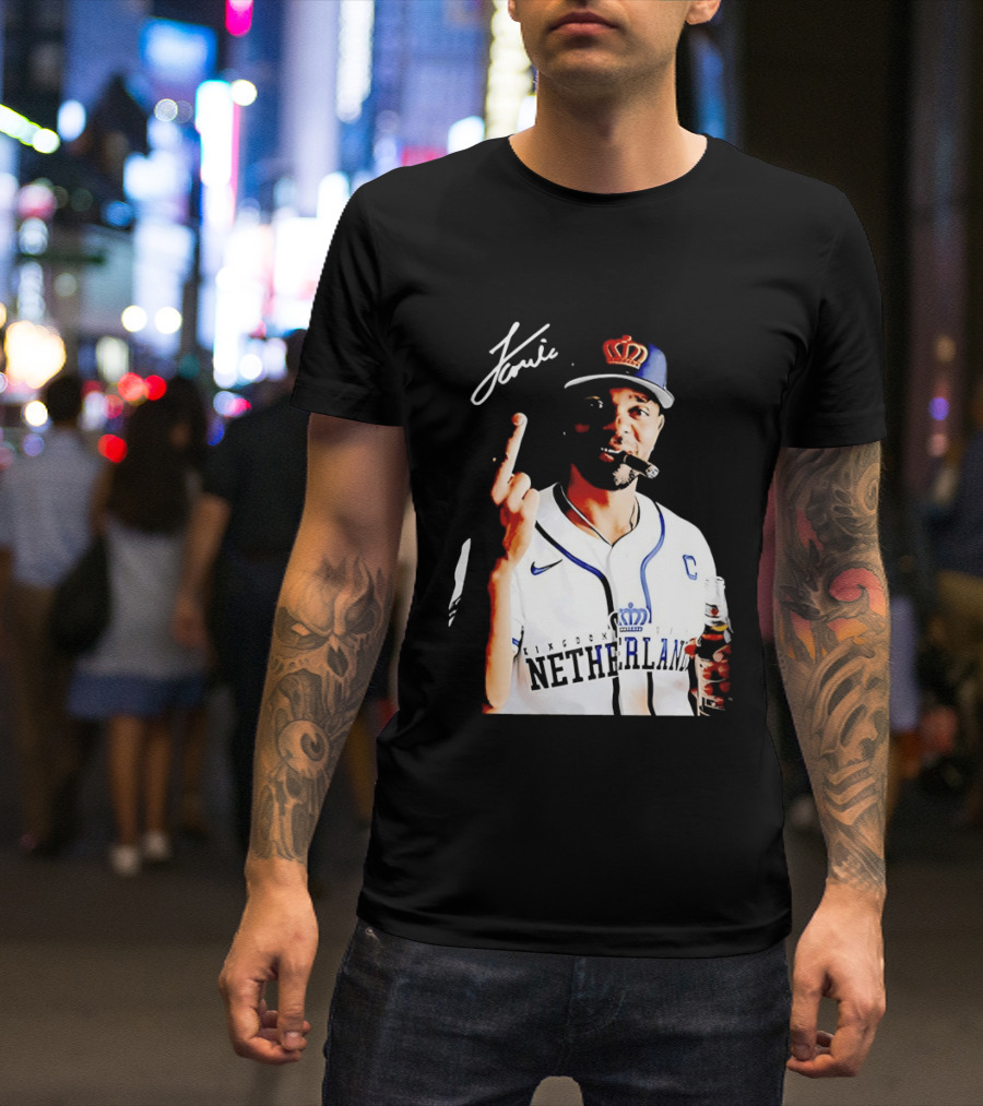 Xander Bogaerts Netherlands Baseball Smoking Gesture Middle Finger T-Shirt