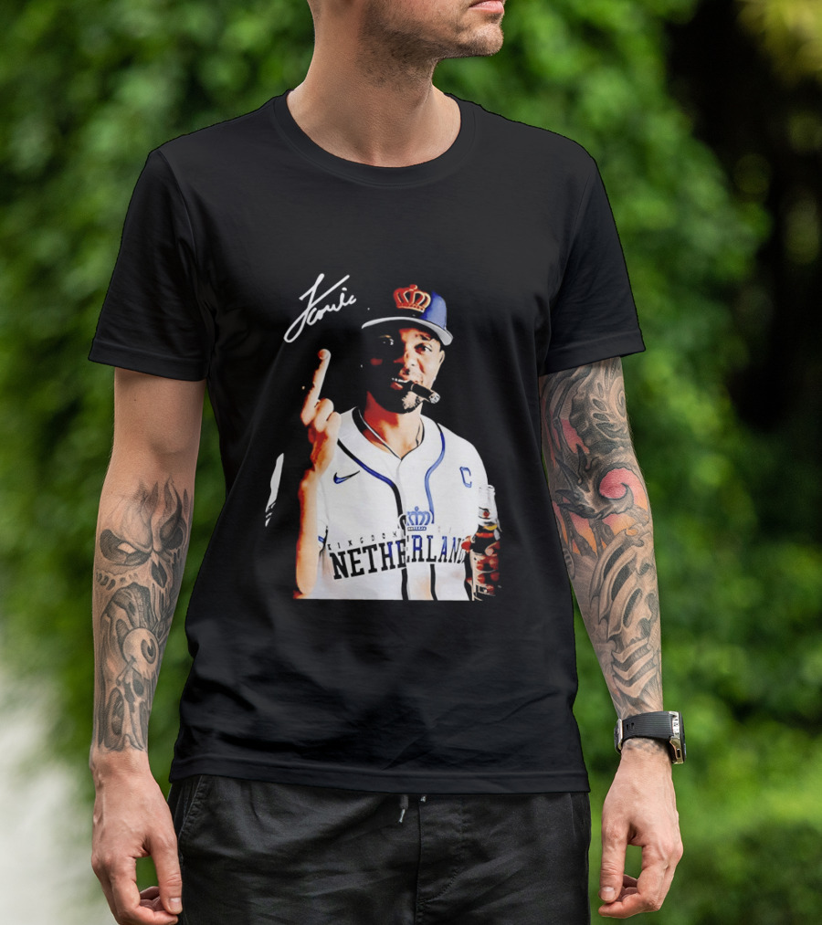 Xander Bogaerts Netherlands Baseball Smoking Gesture Middle Finger T-Shirt