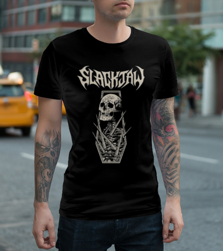 Slackjaw Skull And Coffin Design T-Shirt