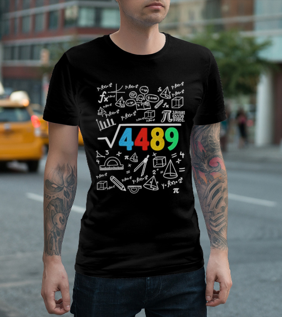 Square Root 4489 Chalkboard Math 67 Math Teacher Slang T-Shirt