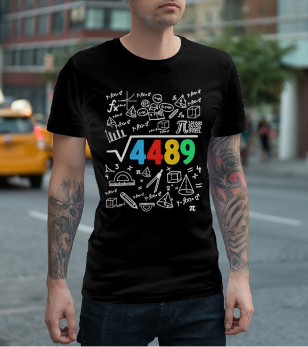 Square Root 4489 Chalkboard Math 67 Math Teacher Slang T-Shirt