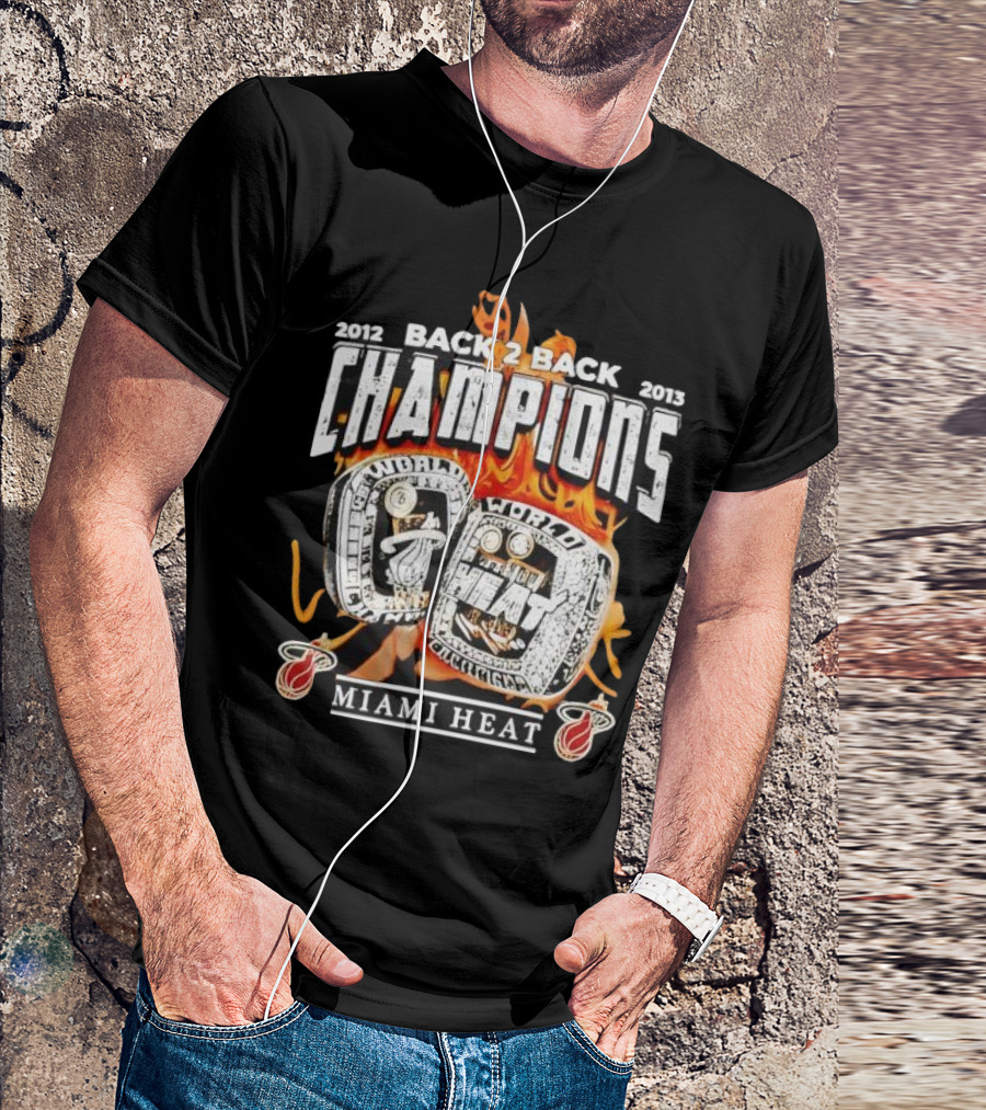 2012 2013 Back 2 Back Champions Miami Heat Rings T-Shirt